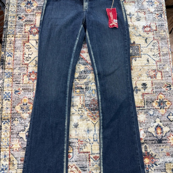 Women's Dark Embroidered Bootcut Jeans - size 30 Y2K - Picture 1 of 5